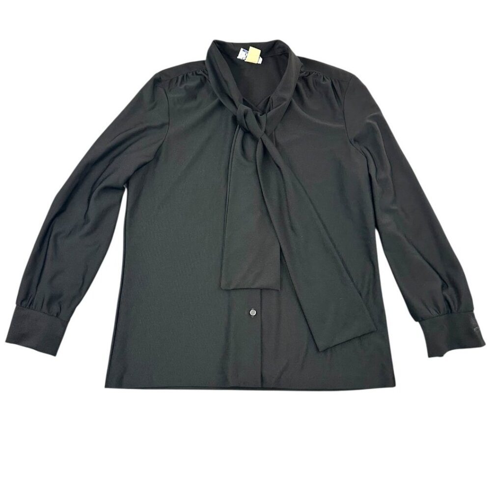 Vintage Ship 'n Shore Black Blouse With Tie Neck Detail